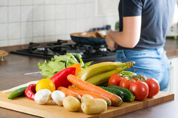 Sticker - fresh vegetables for cooking in the kitchen, Shallow depth of fi