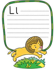 Little funny lion for ABC. Alphabet L