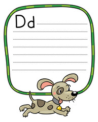 Little dog or puppy, for ABC. Alphabet D