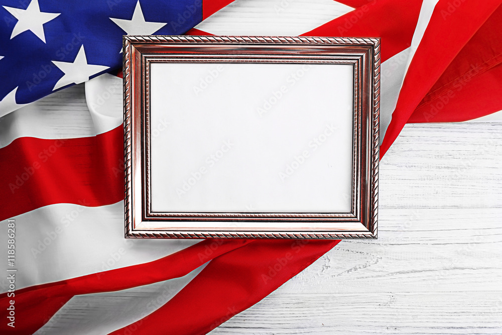 Photo frame on USA flag