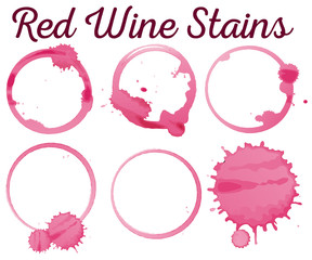 Wall Mural - Six diffferent red wine stains