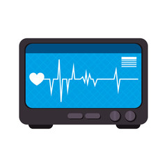 Sticker - medical device cardiology machine heart control technology vector illustration