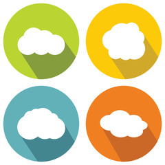 Poster - Cloud flat icons on color background with long shadow