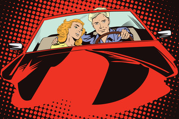 Wall Mural - Guy and girl in a sports car.
