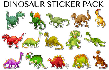 Wall Mural - Different kinds of dinosaurs in sticker design
