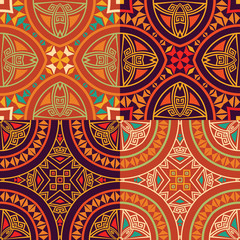 Wall Mural - collection of four colorful tribal ethnic seamless patterns