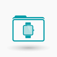 Wall Mural - Isolated  line art  folder icon with a smart watch