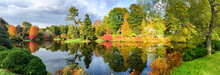 Beautiful Lake And Colourful Trees Of New England At Foliage Sea