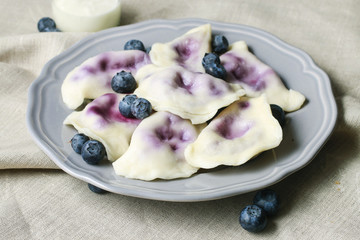 Wall Mural - Dumplings with blueberries