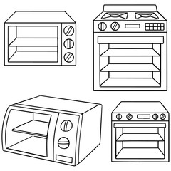 Sticker - vector set of oven