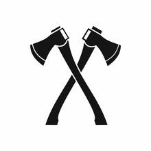 Two Crossed Axes Icon In Simple Style On A White Background