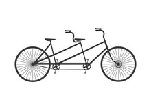 Flat Design Tandem Bicycle Icon Vector Illustration