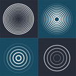 © Kednert - Radar screen concentric circle element set. Sound wave. Circle spin target. Radio station signal.