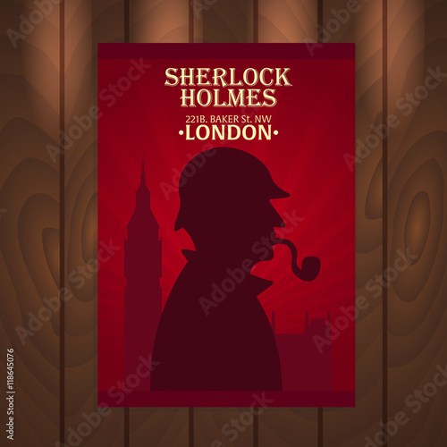 Cuadros en Lienzo Sherlock Holmes poster. Baker street 221B. London. Big Ban