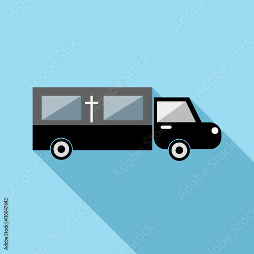 Fotografie, Obraz Hearse icon in flat style with long shadow. Transport symbol