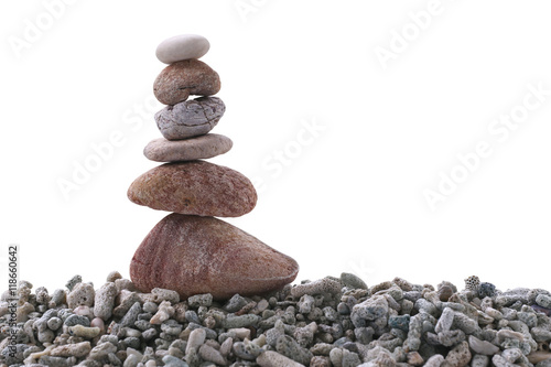 Naklejka dekoracyjna Balance stone on pile rock on white background.