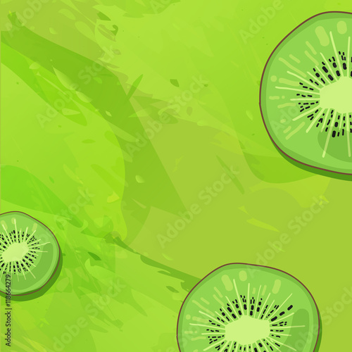 Template Design Banner Background With Kiwi Fruit The Back With A