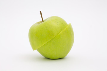 green apple in two halves