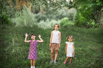 Wall Mural - Children happy outdoors.