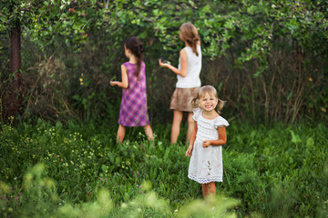 Wall Mural - Children happy outdoors.