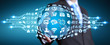 © sdecoret - Businessman using digital world with web icons