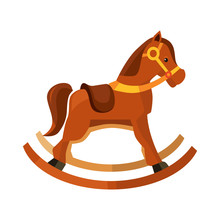 Vector Illustration Of Brown Rocking Horse For Kids