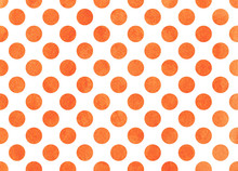 Watercolor Orange Polka Dot Background.