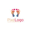 Polygonal foot logo. Colourful foot icon. Abstract elegant business logo.