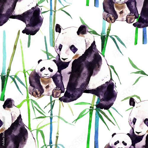 Obraz na płótnie canvas Akwarela panda. 
