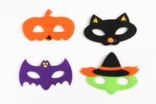 Halloween Eye Masks For Kids (Pumpkin, Black Cat, Bat And Witch)