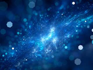 Wall Mural - Blue glowing nebula in space with particles