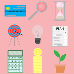 Wall Mural - Business and finance icons set illustration