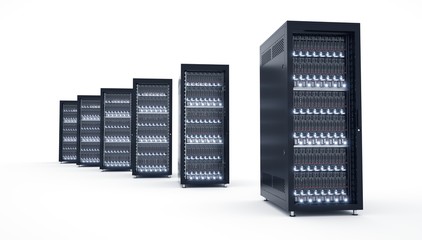 Wall Mural - isolated servers in datacenter. cloud computing data storage. 3d