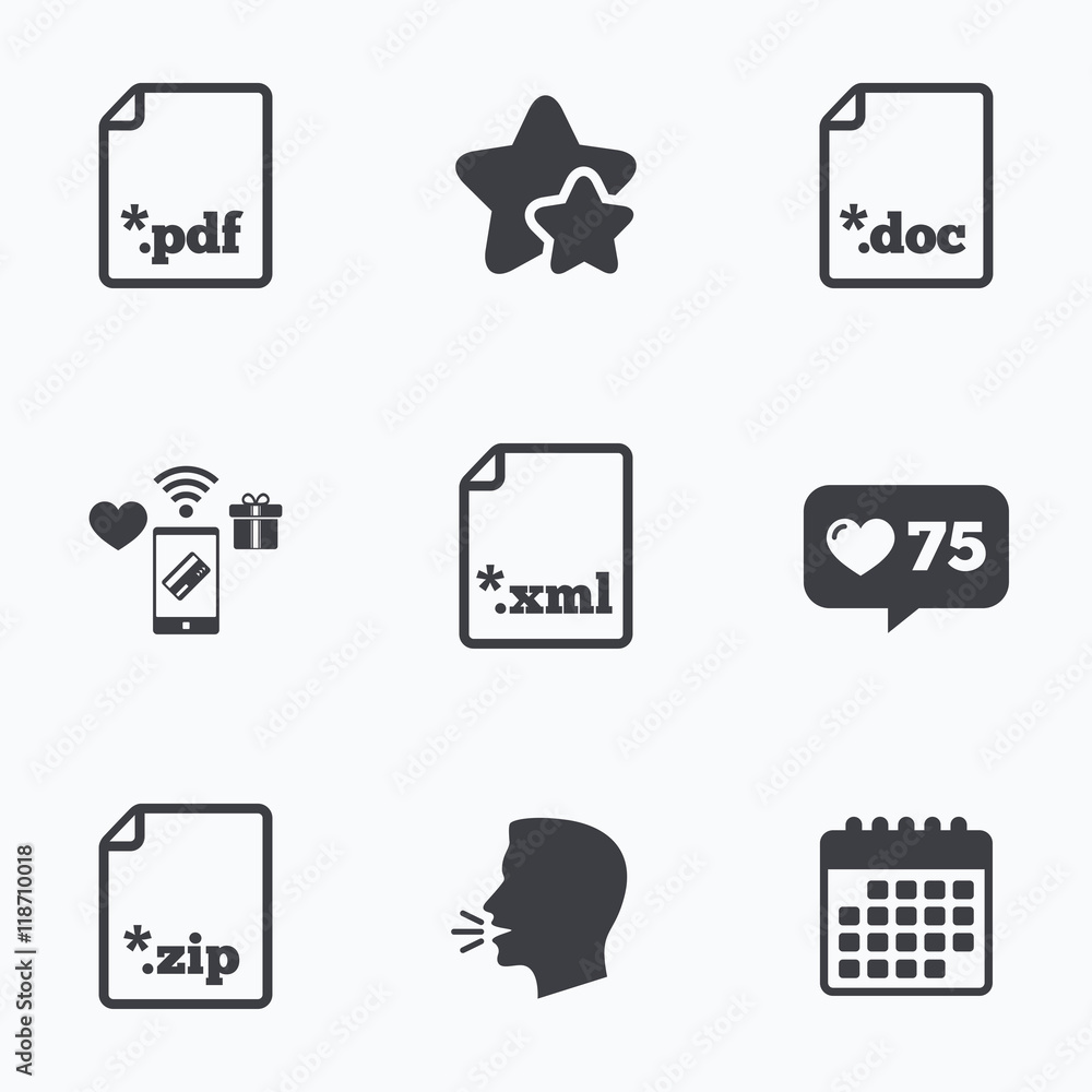 Document signs. File extensions symbols. Stock Vector | Adobe Stock