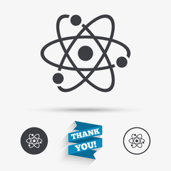 Poster - Atom sign icon. Atom part symbol.