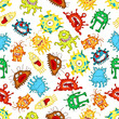 Seamless pattern of funny cartoon monsters