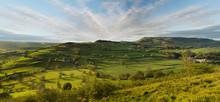 View Over Llangedwyn Valley With Fields And Meadows