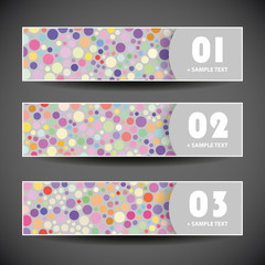 Sticker - Colorful Vector Set of Three Header Designs with Dots and Circles