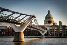 St. Paul's Cathedral And Millennium Bridge, Officially Known As The London Millennium Footbridge, Across The River Thames