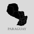 Black Paraguay map - vector illustration
