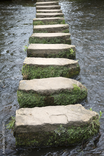 Fotografie, Obraz Stepping Stones, Lealholm, North York Moors, Yorkshire