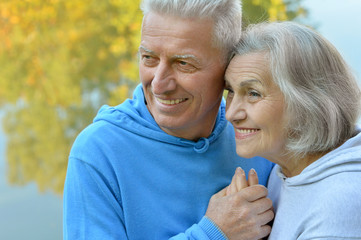 Senior couple in autumn park