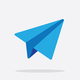 Plane Icon. Paper Blue Plane Icon in Vector