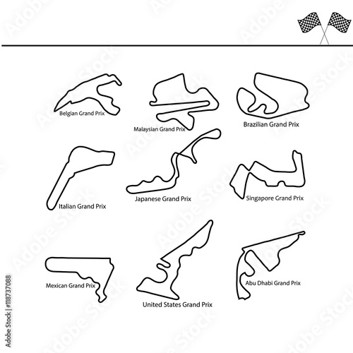 Fotografía Racing to Formula 1. Map different circuit. Grand Prix 2016