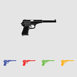 © sablevector - Powerful pistol, gun, handgun, vector. Black simple icon. Flat style.
