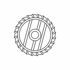 Wall Mural - Saw circular wheel icon in outline style isolated on white background