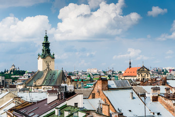 Lviv, Ukraine - 28 July 2016.Lviv old city panorama view