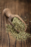 Fototapeta  - Portion of Stevia Leaves (dried, close-up shot)