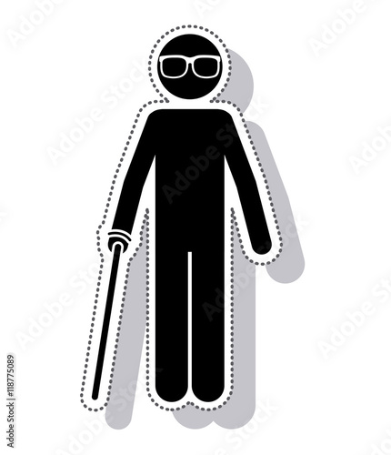 silhouette blind person isolated icon vector illustration design Stock ...