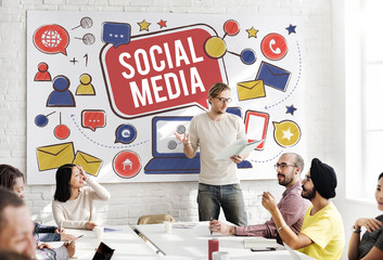 Wall Mural - Social Media Connection Global Communication Concept